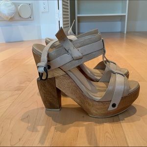 All Saints beige chunky platform heels 40